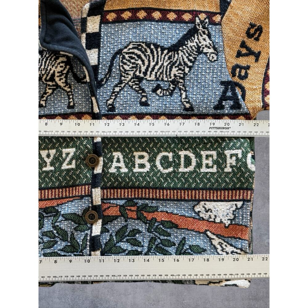 VTG Sugar Street Weavers Noah’s Ark Tapestry Jacket Promises Kept Animals USA OS - Picture 6 of 9